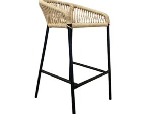 Banco Tequila metal negro cuerda beige